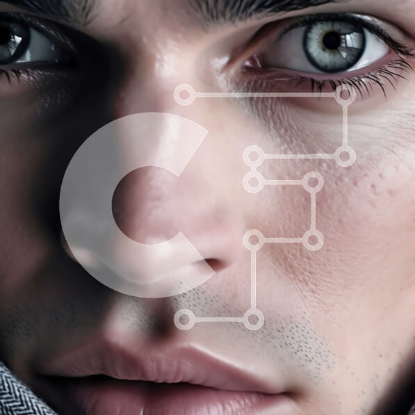 Intra Συλλεκτικό Ξύλινο Παζλ Plywood  4mm - Εκπληκτική κινηματογράφηση σε πρώτο πλάνο ενός άνδρα με μπλε μάτια και γκρι κουκούλα Σε Ξύλινο Κουτί - Διαστάσεις Puzzle: 10x10 cm – 25 κομμάτια