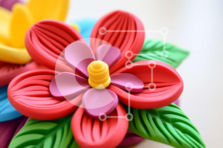 Intra Συλλεκτικό Ξύλινο Παζλ Plywood  4mm - Πολύχρωμα ειδώλια σε σχήμα λουλουδιού Σε Ξύλινο Κουτί - Διαστάσεις Puzzle: 10x10 cm – 25 κομμάτια