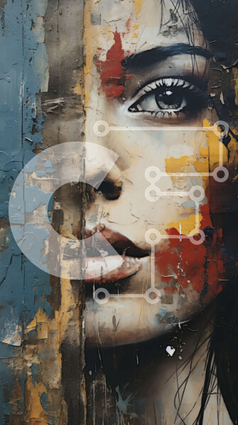 Intra Συλλεκτικό Ξύλινο Παζλ Plywood  4mm - Γυναίκα με βαμμένο πρόσωπο και κόκκινο φόρεμα σε ταλαιπωρημένο ξύλινο φόντο Σε Ξύλινο Κουτί - Διαστάσεις Puzzle: 10x10 cm – 25 κομμάτια