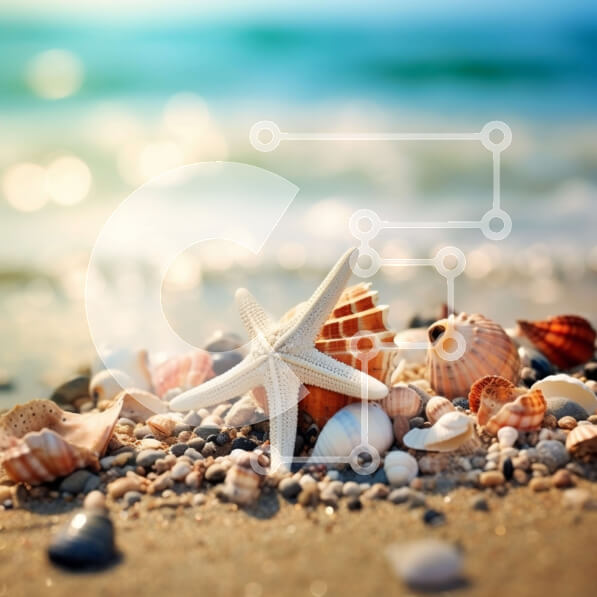 Intra Συλλεκτικό Ξύλινο Παζλ Plywood  4mm - Όμορφη παραλία με αστερίες και κοχύλια Σε Ξύλινο Κουτί - Διαστάσεις: 10x10 cm – 25 κομμάτια