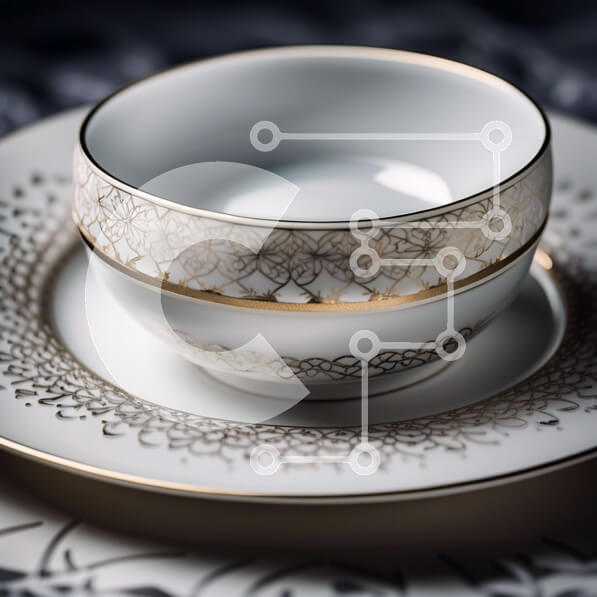 Intra Συλλεκτικό Ξύλινο Παζλ Plywood  4mm - Κομψό φλιτζάνι τσαγιού και πιατάκι από λευκή πορσελάνη με περίπλοκο σχέδιο λουλουδιών Σε Ξύλινο Κουτί - Διαστάσεις: 10x10 cm – 25 κομμάτια