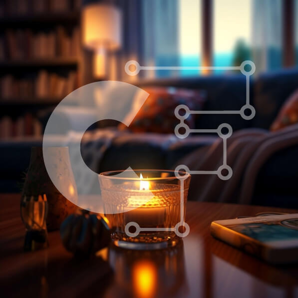 Intra Συλλεκτικό Ξύλινο Παζλ Plywood  4mm - Άνετο σαλόνι με κερί, ανοιχτό βιβλίο και ράφι Σε Ξύλινο Κουτί - Διαστάσεις Puzzle: 10x10 cm – 25 κομμάτια