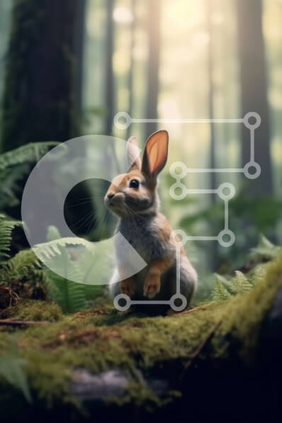 Σετ των 2 Intra Συλλεκτικό Ξύλινο Παζλ Plywood  4mm - Αξιολάτρευτη εικόνα ενός καφέ κουνελιού σε ένα ποώδη κορμό σε ένα δάσος Σε Ξύλινο Κουτί - Διαστάσεις: 10x10 cm – 25 κομμάτια