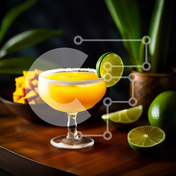 Σετ των 2 Intra Συλλεκτικό Ξύλινο Παζλ Plywood  4mm - Νόστιμο κοκτέιλ Μαργαρίτας σε ξύλινο τραπέζι με γαρνιτούρα λάιμ Σε Ξύλινο Κουτί - Διαστάσεις: 10x10 cm – 25 κομμάτια