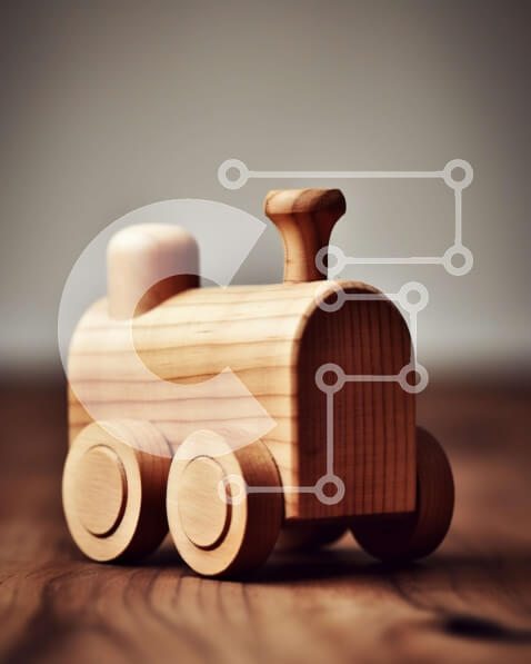 Intra Συλλεκτικό Ξύλινο Παζλ Plywood  4mm - Αξιολάτρευτο ξύλινο τρένο παιχνιδιών σε ρουστίκ ξύλινη επιφάνεια Σε Ξύλινο Κουτί - Διαστάσεις: 10x10 cm – 25 κομμάτια