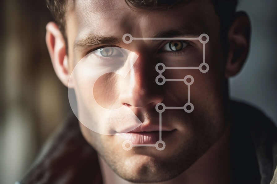 Intra Συλλεκτικό Ξύλινο Παζλ Plywood  4mm - Πορτρέτο ενός άνδρα με σκούρα μαλλιά και πράσινα μάτια Σε Ξύλινο Κουτί - Διαστάσεις Puzzle: 10x10 cm – 25 κομμάτια