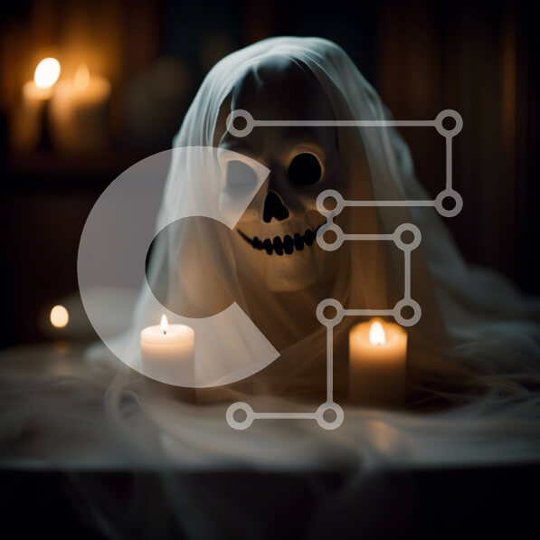 Intra Συλλεκτικό Ξύλινο Παζλ Plywood  4mm - Απόκοσμη εικόνα μιας φαντασμαγορικής φιγούρας με αναμμένα κεριά Σε Ξύλινο Κουτί - Διαστάσεις Puzzle: 10x10 cm – 25 κομμάτια