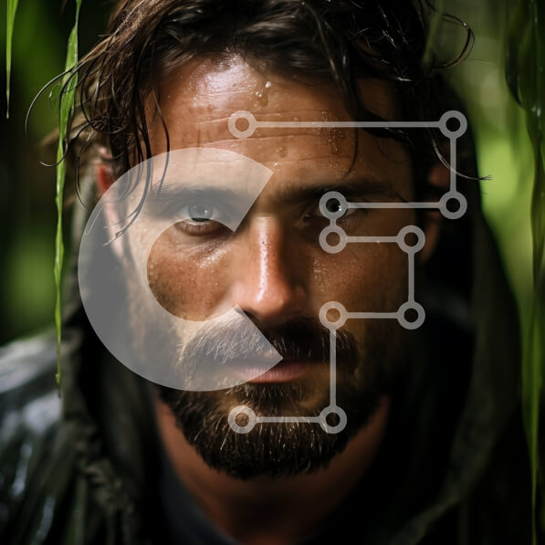 Intra Συλλεκτικό Ξύλινο Παζλ Plywood  4mm - Σοβαρό πορτρέτο ενός άνδρα με γένια και κουκούλα Σε Ξύλινο Κουτί - Διαστάσεις Puzzle: 10x10 cm – 25 κομμάτια