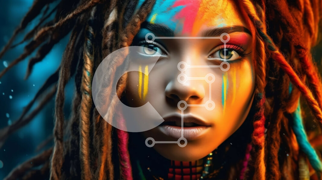 Intra Συλλεκτικό Ξύλινο Παζλ Plywood  4mm - Ζωντανό πορτρέτο με Dreadlocks και Face Paint Σε Ξύλινο Κουτί - Διαστάσεις Puzzle: 10x10 cm – 25 κομμάτια