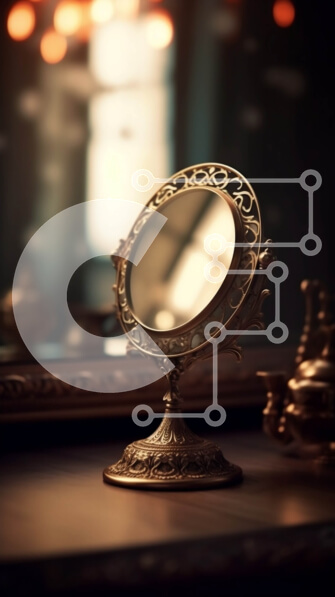 Intra Συλλεκτικό Ξύλινο Παζλ Plywood  4mm - Περίτεχνος χρυσός καθρέφτης με διακοσμητικό πλαίσιο σε σκοτεινό μυστηριώδες δωμάτιο Σε Ξύλινο Κουτί - Διαστάσεις Puzzle: 10x10 cm – 25 κομμάτια