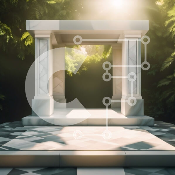 Intra Συλλεκτικό Ξύλινο Παζλ Plywood  4mm - Ειρηνική εικόνα ενός λευκού μαρμάρινου βωμού που περιβάλλεται από τη φύση Σε Ξύλινο Κουτί - Διαστάσεις: 10x10 cm – 25 κομμάτια