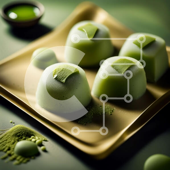 Σετ των 2 Intra Συλλεκτικό Ξύλινο Παζλ Plywood  4mm - Νόστιμα πράσινα κέικ με λευκό παγωμένο σε ένα χρυσό πιάτο Σε Ξύλινο Κουτί - Διαστάσεις: 10x10 cm – 25 κομμάτια