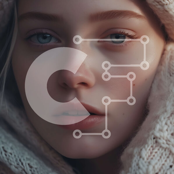 Intra Συλλεκτικό Ξύλινο Παζλ Plywood  4mm - Νεαρή γυναίκα με ξανθά μαλλιά και μπλε μάτια που φορά ένα πλεκτό καπάκι και κασκόλ Σε Ξύλινο Κουτί - Διαστάσεις Puzzle: 10x10 cm – 25 κομμάτια