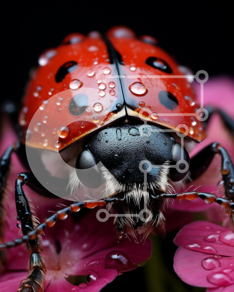 Intra Συλλεκτικό Ξύλινο Παζλ Plywood  4mm - Όμορφη εικόνα μιας πασχαλίτσας σε ένα ροζ λουλούδι με σταγονίδια νερού Σε Ξύλινο Κουτί - Διαστάσεις: 10x10 cm – 25 κομμάτια