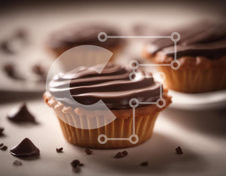 Σετ των 2 Intra Συλλεκτικό Ξύλινο Παζλ Plywood  4mm - Λαχταριστά Cupcakes σοκολάτας με καφέ Σε Ξύλινο Κουτί - Διαστάσεις: 10x10 cm – 25 κομμάτια