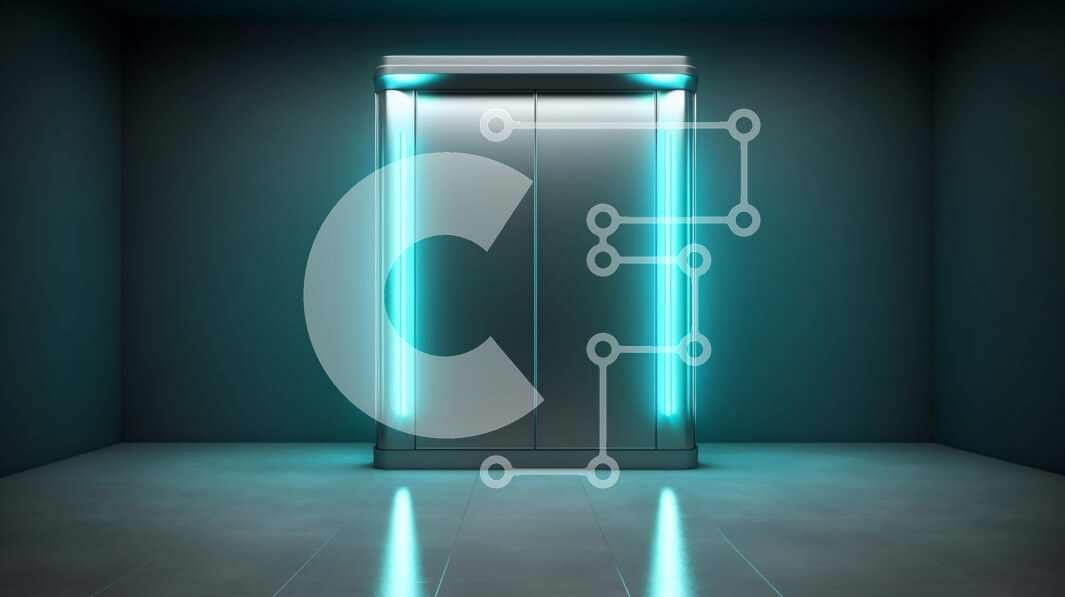 Intra Συλλεκτικό Ξύλινο Παζλ Plywood  4mm - Απόκοσμη και φουτουριστική εικόνα ενός σκοτεινού δωματίου με μια ασημένια πόρτα ανελκυστήρα Σε Ξύλινο Κουτί - Διαστάσεις Puzzle: 10x10 cm – 25 κομμάτια