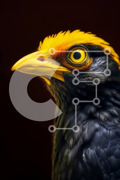 Σετ των 2 Intra Συλλεκτικό Ξύλινο Παζλ Plywood  4mm - Όμορφη εικόνα ενός μαύρου πουλιού με κίτρινο ράμφος και φτερά Σε Ξύλινο Κουτί - Διαστάσεις: 10x10 cm – 25 κομμάτια