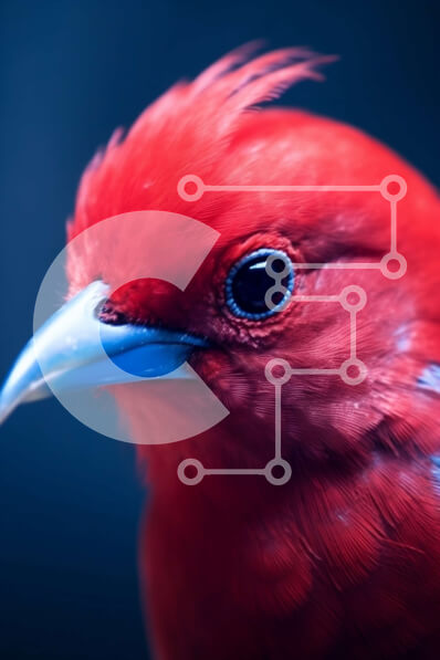 Σετ των 2 Intra Συλλεκτικό Ξύλινο Παζλ Plywood  4mm - Όμορφη εικόνα ενός κόκκινου πουλιού με μπλε ράμφος και μαύρα μάτια Σε Ξύλινο Κουτί - Διαστάσεις: 10x10 cm – 25 κομμάτια