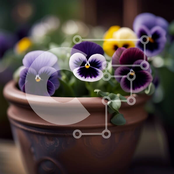 Intra Συλλεκτικό Ξύλινο Παζλ Plywood  4mm - Όμορφη κινηματογράφηση σε πρώτο πλάνο πολύχρωμων πανσέδων σε πήλινο δοχείο Σε Ξύλινο Κουτί - Διαστάσεις: 10x10 cm – 25 κομμάτια