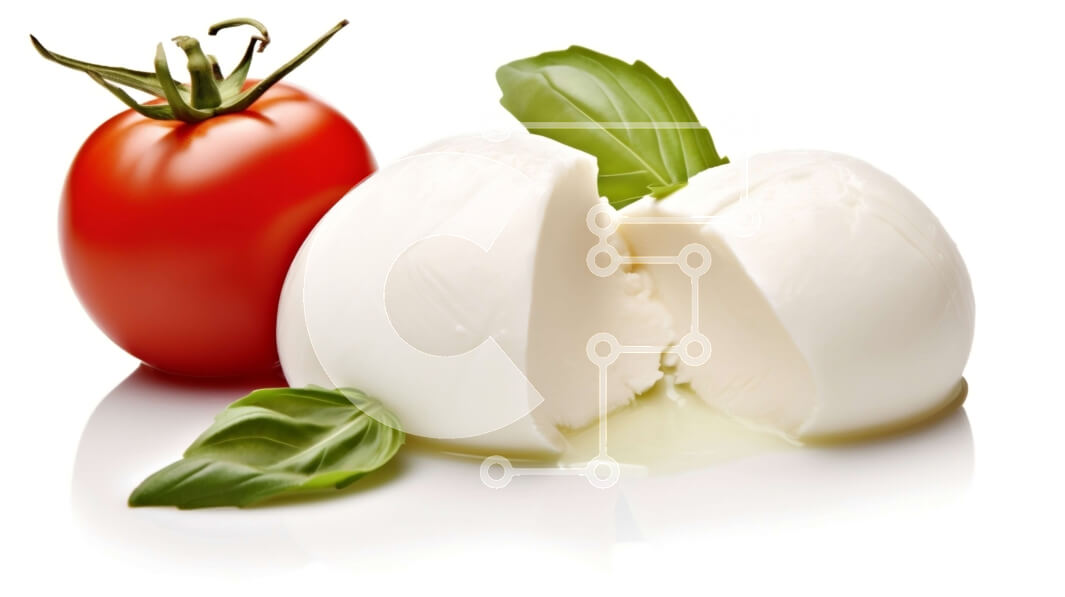 Σετ των 2 Intra Συλλεκτικό Ξύλινο Παζλ Plywood  4mm - Νόστιμη εικόνα από φρέσκο ​​τυρί μοτσαρέλα με φύλλα βασιλικού Σε Ξύλινο Κουτί - Διαστάσεις: 10x10 cm – 25 κομμάτια