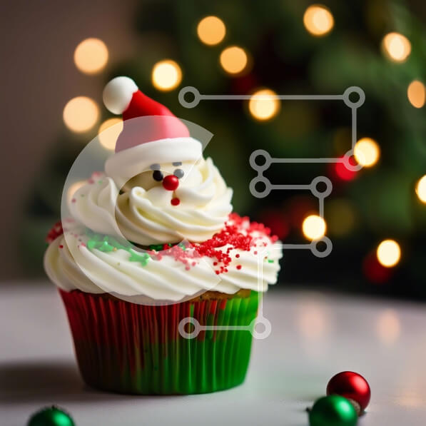 Σετ των 2 Intra Συλλεκτικό Ξύλινο Παζλ Plywood  4mm - Γιορτινό Cupcake με καπέλο Άγιου Βασίλη Σε Ξύλινο Κουτί - Διαστάσεις: 10x10 cm – 25 κομμάτια