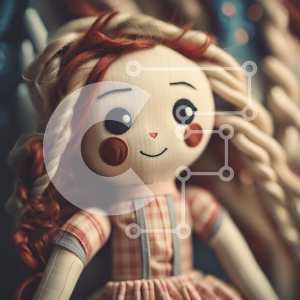 Intra Συλλεκτικό Ξύλινο Παζλ Plywood  4mm - Αξιολάτρευτη εικόνα ενός κοκκινομάλλα κοριτσιού με μια κούκλα Σε Ξύλινο Κουτί - Διαστάσεις Puzzle: 10x10 cm – 25 κομμάτια