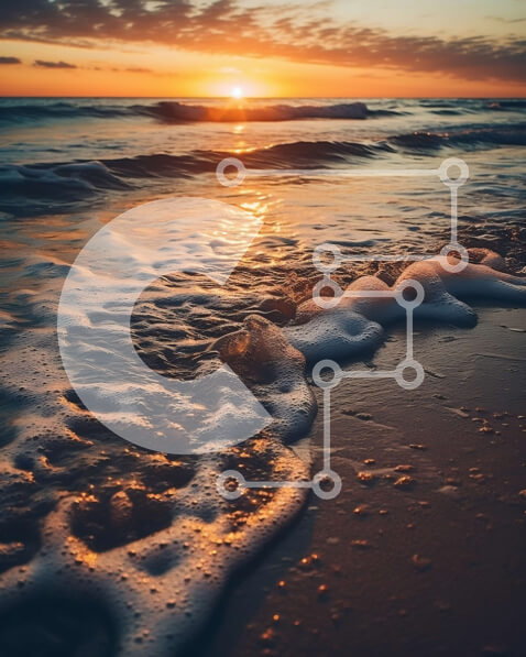 Intra Συλλεκτικό Ξύλινο Παζλ Plywood  4mm - Εκπληκτική εικόνα του ηλιοβασιλέματος πάνω από τον ωκεανό με τα κύματα να πέφτουν στην ακτή Σε Ξύλινο Κουτί - Διαστάσεις Puzzle: 10x10 cm – 25 κομμάτια