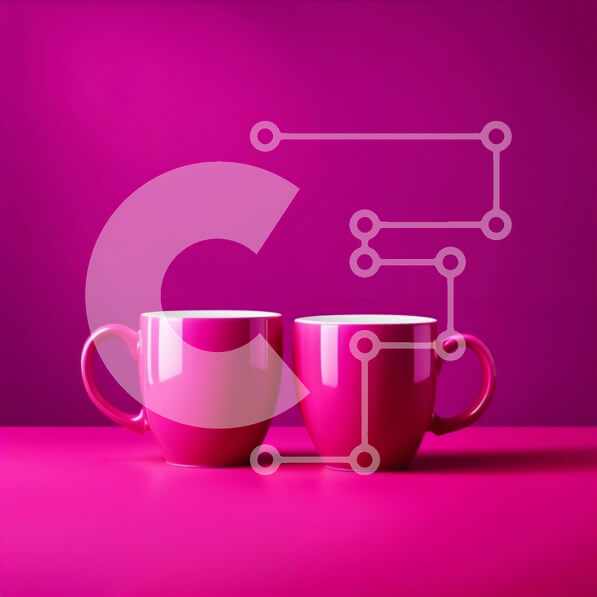 Intra Συλλεκτικό Ξύλινο Παζλ Plywood  4mm - Όμορφη εικόνα δύο ροζ κούπες σε ροζ επιφάνεια Σε Ξύλινο Κουτί - Διαστάσεις: 10x10 cm – 25 κομμάτια