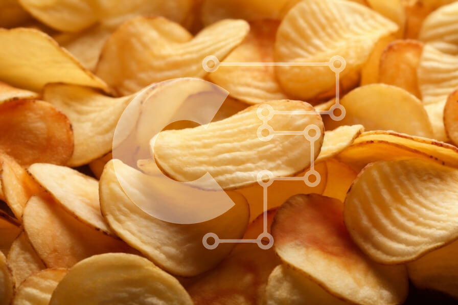 Σετ των 2 Intra Συλλεκτικό Ξύλινο Παζλ Plywood  4mm - Τραγανή και αλμυρή εικόνα ενός σωρού από πατατάκια Σε Ξύλινο Κουτί - Διαστάσεις: 10x10 cm – 25 κομμάτια