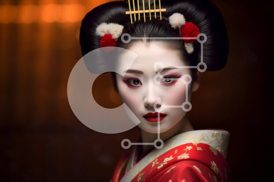 Intra Συλλεκτικό Ξύλινο Παζλ Plywood  4mm - Γκέισα με παραδοσιακό κιμονό και εικόνα μακιγιάζ Σε Ξύλινο Κουτί - Διαστάσεις Puzzle: 10x10 cm – 25 κομμάτια