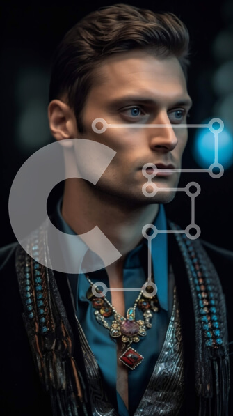 Intra Συλλεκτικό Ξύλινο Παζλ Plywood  4mm - Πορτρέτο ενός άνδρα με μαύρο δερμάτινο μπουφάν και παπιγιόν Σε Ξύλινο Κουτί - Διαστάσεις Puzzle: 10x10 cm – 25 κομμάτια