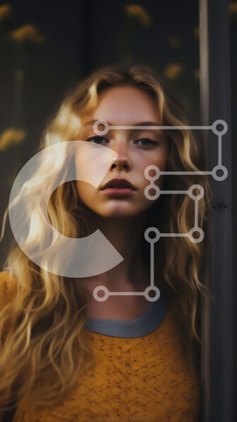 Intra Συλλεκτικό Ξύλινο Παζλ Plywood  4mm - Όμορφη εικόνα μιας νεαρής γυναίκας με ένα κίτρινο πουλόβερ Σε Ξύλινο Κουτί - Διαστάσεις Puzzle: 10x10 cm – 25 κομμάτια