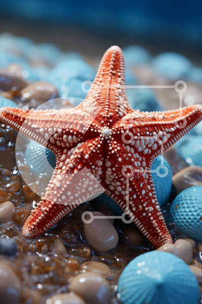 Σετ των 2 Intra Συλλεκτικό Ξύλινο Παζλ Plywood  4mm - Όμορφη εικόνα ενός κόκκινου αστερία στα βότσαλα στην άμμο Σε Ξύλινο Κουτί - Διαστάσεις: 10x10 cm – 25 κομμάτια