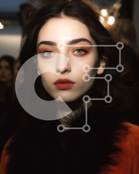 Intra Συλλεκτικό Ξύλινο Παζλ Plywood  4mm - Εκπληκτικό μοντέλο με κόκκινο κραγιόν και μαύρο γούνινο μπουφάν Σε Ξύλινο Κουτί - Διαστάσεις Puzzle: 10x10 cm – 25 κομμάτια