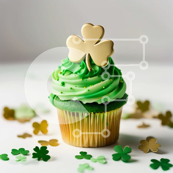 Σετ των 2 Intra Συλλεκτικό Ξύλινο Παζλ Plywood  4mm - Λαχταριστό πράσινο Cupcake με κομφετί τριφύλλι Σε Ξύλινο Κουτί - Διαστάσεις: 10x10 cm – 25 κομμάτια