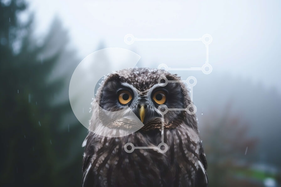 Σετ των 2 Intra Συλλεκτικό Ξύλινο Παζλ Plywood  4mm - Γκρίζα κουκουβάγια στη βροχή Σε Ξύλινο Κουτί - Διαστάσεις: 10x10 cm – 25 κομμάτια