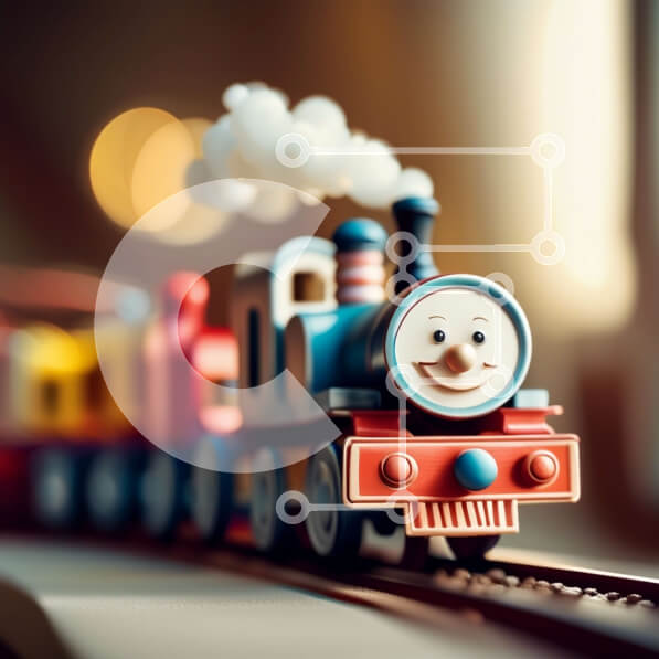 Intra Συλλεκτικό Ξύλινο Παζλ Plywood  4mm - Αξιολάτρευτη εικόνα ενός ξύλινου παιχνιδιού τρένου στις γραμμές του τρένου Σε Ξύλινο Κουτί - Διαστάσεις: 10x10 cm – 25 κομμάτια