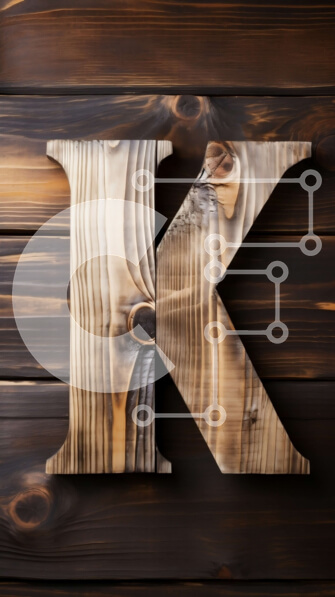 Intra Συλλεκτικό Ξύλινο Παζλ Plywood  4mm - Γράμμα «k» σκαλισμένο σε ξύλινο φόντο Σε Ξύλινο Κουτί - Διαστάσεις Puzzle: 10x10 cm – 25 κομμάτια