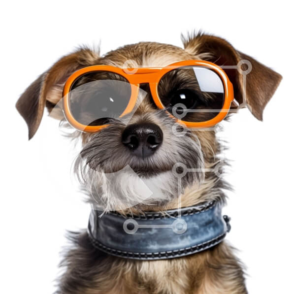 Intra Συλλεκτικό Ξύλινο Παζλ Plywood  4mm - Αξιολάτρευτο καφέ και λευκό σκυλί με πορτοκαλί γυαλιά ηλίου Σε Ξύλινο Κουτί - Διαστάσεις: 10x10 cm – 25 κομμάτια