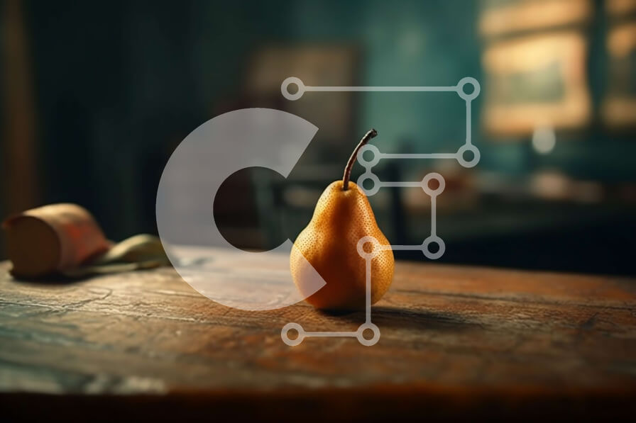 Σετ των 2 Intra Συλλεκτικό Ξύλινο Παζλ Plywood  4mm - Όμορφη εικόνα ενός ώριμου αχλαδιού σε μια άνετη μελέτη Σε Ξύλινο Κουτί - Διαστάσεις: 10x10 cm – 25 κομμάτια