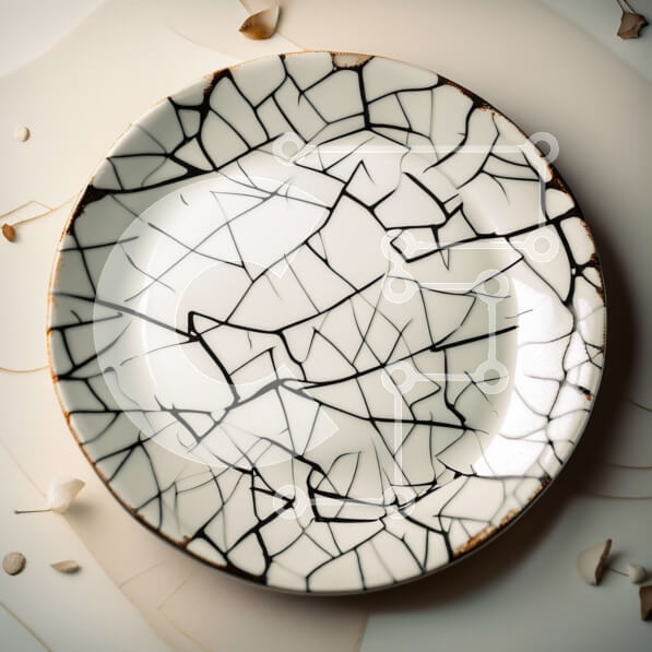 Intra Συλλεκτικό Ξύλινο Παζλ Plywood  4mm - Καλλιτεχνική εικόνα ενός σπασμένου πιάτου με ρωγμές και σχέδιο Σε Ξύλινο Κουτί - Διαστάσεις Puzzle: 10x10 cm – 25 κομμάτια