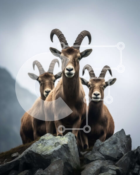 Intra Συλλεκτικό Ξύλινο Παζλ Plywood  4mm - Σαγηνευτική εικόνα των κατσικιών σε ένα βραχώδες βουνό Σε Ξύλινο Κουτί - Διαστάσεις: 10x10 cm – 25 κομμάτια