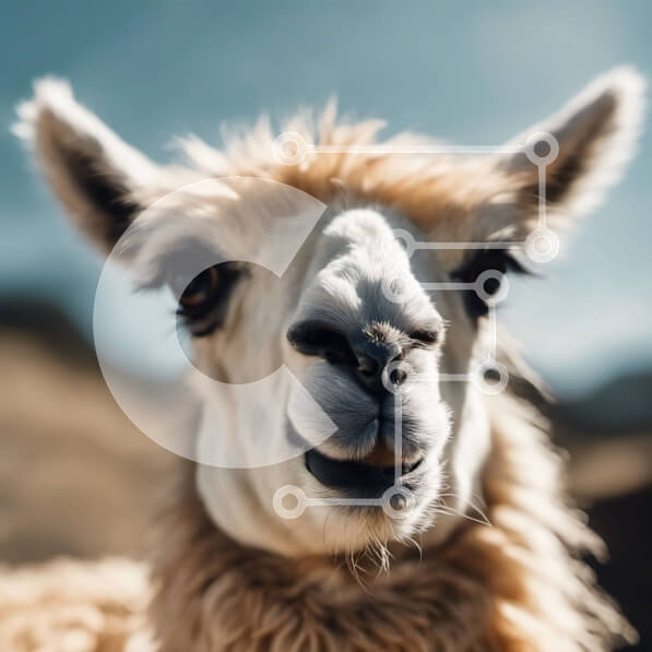 Intra Συλλεκτικό Ξύλινο Παζλ Plywood  4mm - Κοντινό πλάνο του προσώπου της Llama με αφράτο παλτό και εκφραστικά μάτια Σε Ξύλινο Κουτί - Διαστάσεις: 10x10 cm – 25 κομμάτια
