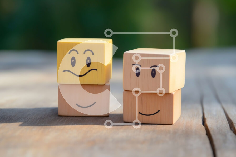 Intra Συλλεκτικό Ξύλινο Παζλ Plywood  4mm - Ξύλινοι μπλοκ Smiley Face Σε Ξύλινο Κουτί - Διαστάσεις Puzzle: 10x10 cm – 25 κομμάτια