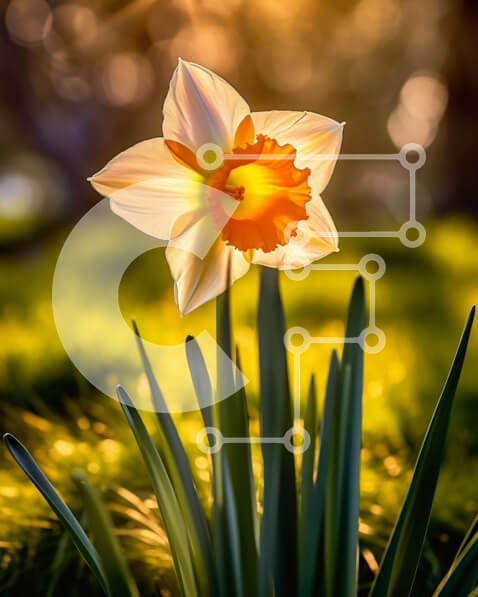 Intra Συλλεκτικό Ξύλινο Παζλ Plywood  4mm - Όμορφη κινηματογράφηση σε πρώτο πλάνο του λουλουδιού ασφόδελου στο χορταριασμένο χωράφι στο ηλιοβασίλεμα Σε Ξύλινο Κουτί - Διαστάσεις: 10x10 cm – 25 κομμάτια