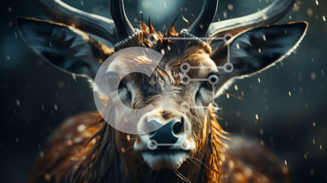 Intra Συλλεκτικό Ξύλινο Παζλ Plywood  4mm - Σοβαρό και στοχαστικό αρσενικό ελάφι σε ένα σκοτεινό δάσος Σε Ξύλινο Κουτί - Διαστάσεις: 10x10 cm – 25 κομμάτια