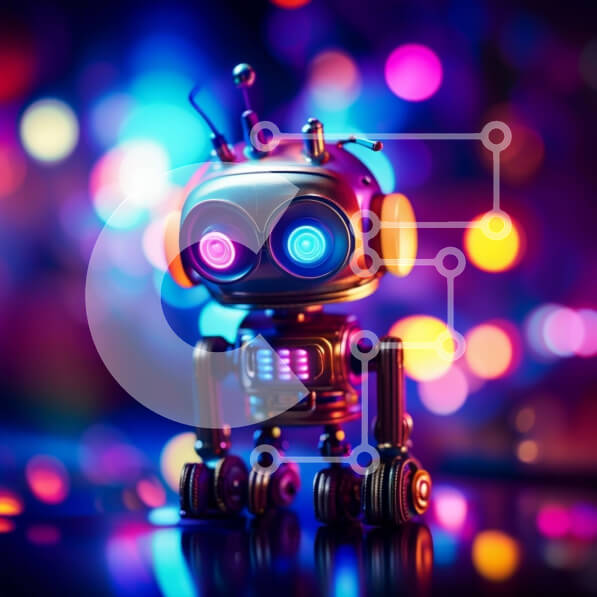 Intra Συλλεκτικό Ξύλινο Παζλ Plywood  4mm - Πολύχρωμα φώτα και μικρό ρομπότ με λαμπερά μάτια Σε Ξύλινο Κουτί - Διαστάσεις Puzzle: 10x10 cm – 25 κομμάτια