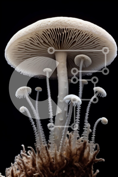 Σετ των 2 Intra Συλλεκτικό Ξύλινο Παζλ Plywood  4mm - Όμορφη εικόνα ενός λευκού μανιταριού με βράγχια Σε Ξύλινο Κουτί - Διαστάσεις: 10x10 cm – 25 κομμάτια