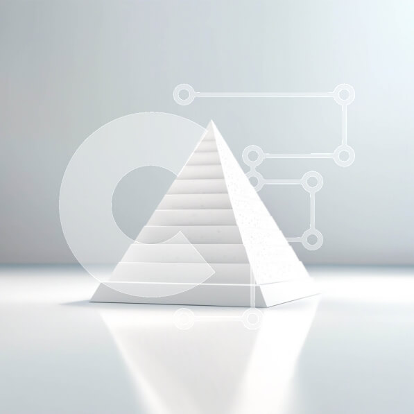 Intra Συλλεκτικό Ξύλινο Παζλ Plywood  4mm - Μινιμαλιστική εικόνα μιας λευκής πυραμίδας σε μια γκρίζα επιφάνεια Σε Ξύλινο Κουτί - Διαστάσεις Puzzle: 10x10 cm – 25 κομμάτια
