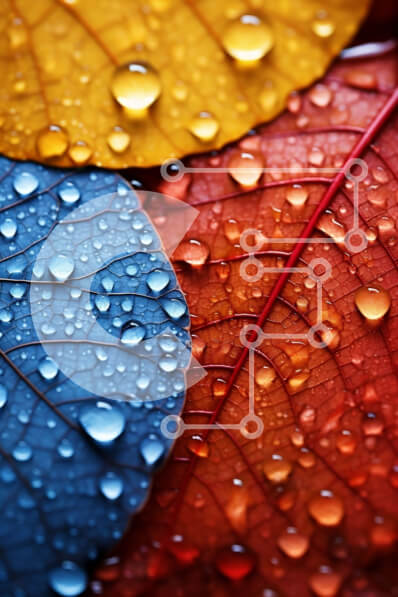 Σετ των 2 Intra Συλλεκτικό Ξύλινο Παζλ Plywood  4mm - Ζωντανά φθινοπωρινά φύλλα με σταγονίδια νερού από κοντά Σε Ξύλινο Κουτί - Διαστάσεις: 10x10 cm – 25 κομμάτια